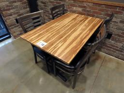 30"x48" 4-Person Double Pedestal Table with (4) Metal Padded Seat Chairs.