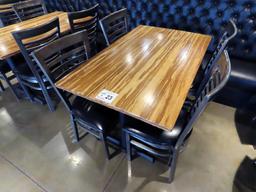 30"x48" 4-Person Double Pedestal Table with (4) Metal Padded Seat Chairs.