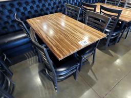 30"x48" 4-Person Double Pedestal Table with (4) Metal Padded Seat Chairs.