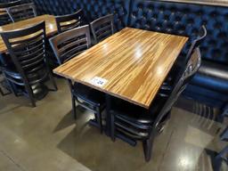30"x48" 4-Person Double Pedestal Table with (4) Metal Padded Seat Chairs.