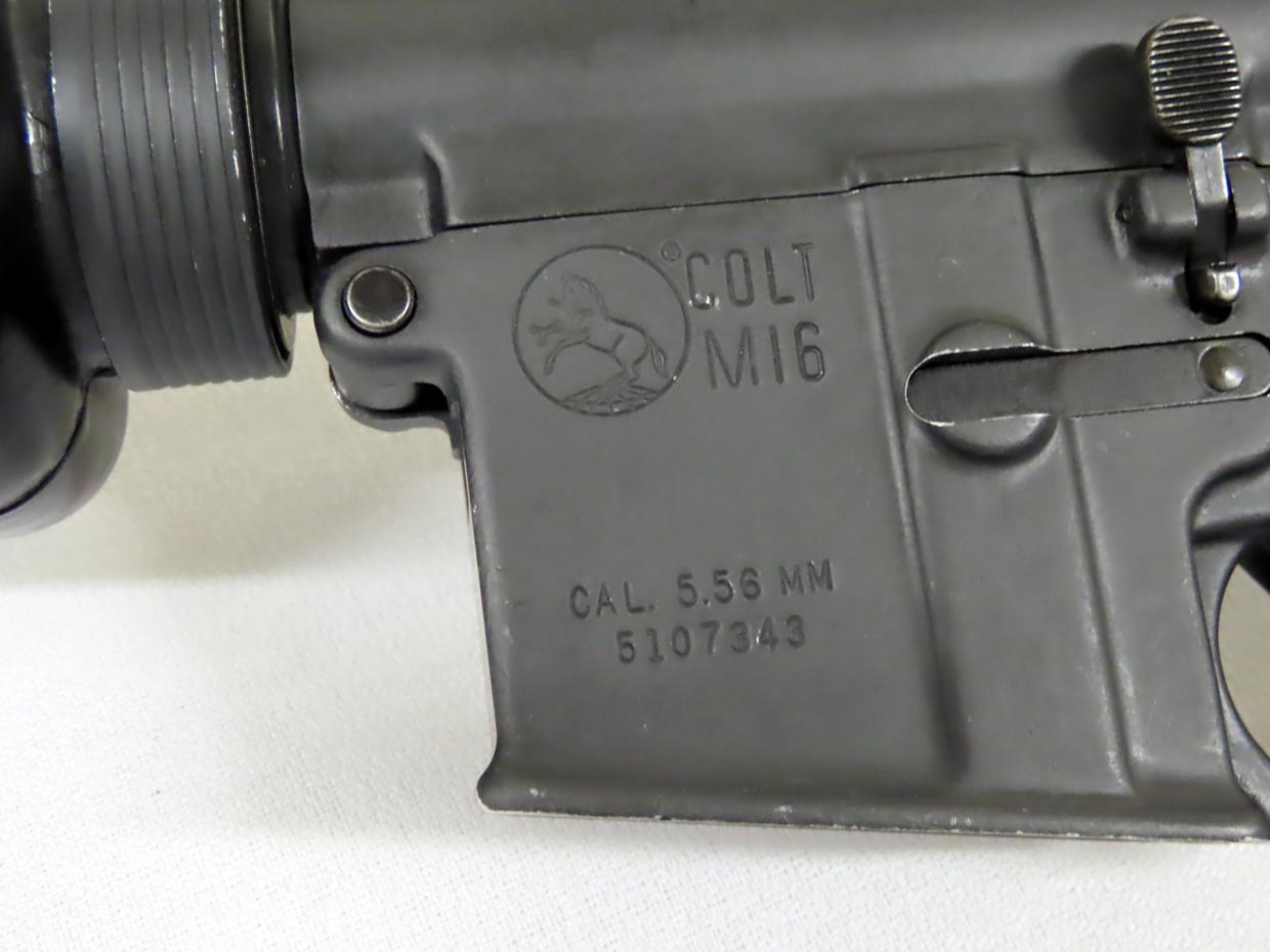 Colt M-16 Fully Automatic Rifle, SN# 5107343, .223 Caliber, (2) 20-Round Clips, 20" Barrel.