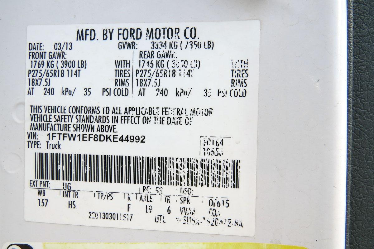 2013 Ford Model F-150 Lariat Super Crew Cab 4x4 Pickup, VIN# 1FTFW1EF8DKE44992, 5.0 Liter V-8 Gas En