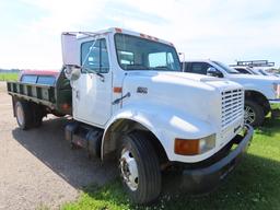 2000 International Model 4700 Single Axle Dually Flatbed Truck, VIN# 1HTSLAAM6YH242479, DT466E Diese