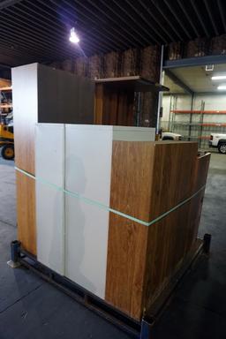 Pallet of Wood Office Desk, (2) Hon 4-Drawer File Cabinets.