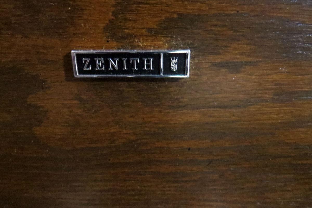 Zenith Stereo with Turntable, Wood Veneer Cabinet, Radio Works, 26" H x 45.