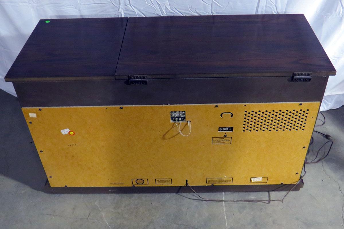 Zenith Stereo with Turntable, Wood Veneer Cabinet, Radio Works, 26" H x 45.