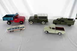 (1) Bell Telephone Metal Service Truck, (1) Metal Army Troop Carrier Truck,