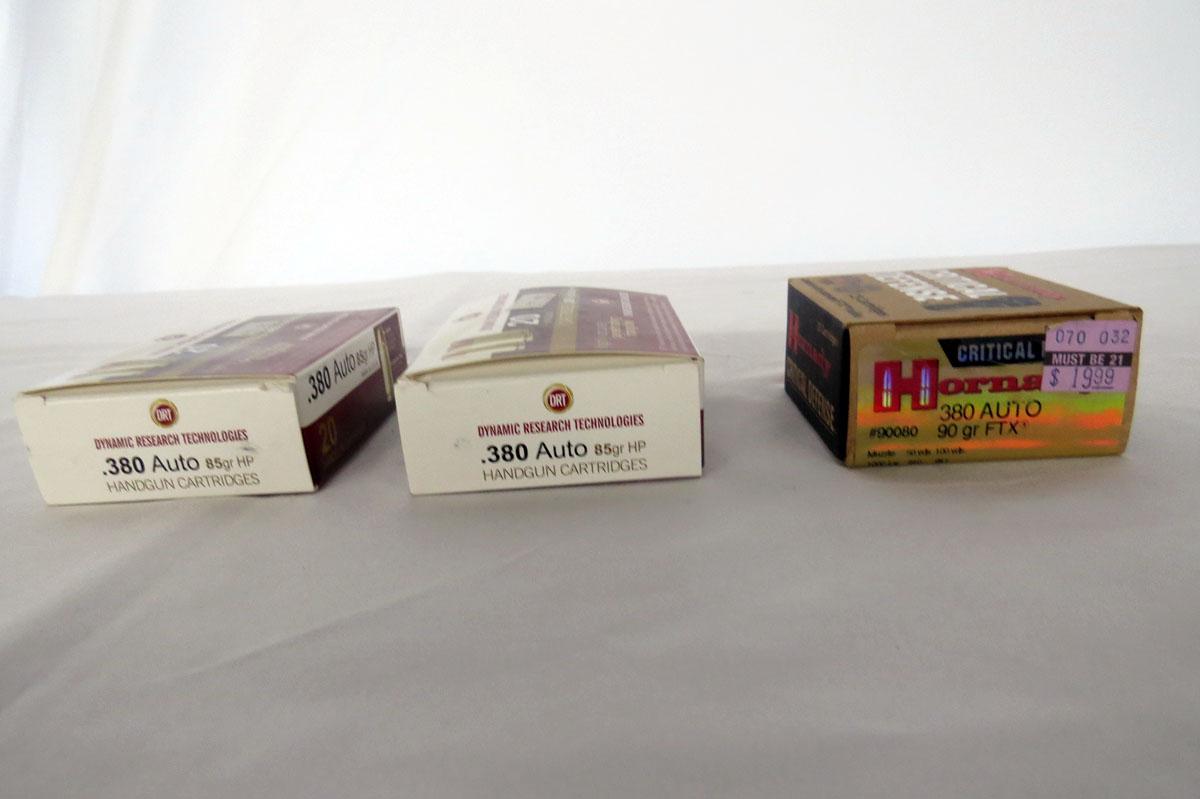 (2) Boxes of Dynamic Research & (1) Box of Hornandy .380 Auto Handgun Ammo.