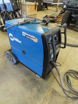 Miller Millermatic 212 Auto-Set Portable Wire Feed Welder on Cart with Tank, Leads & Gun, SN# 1578N.