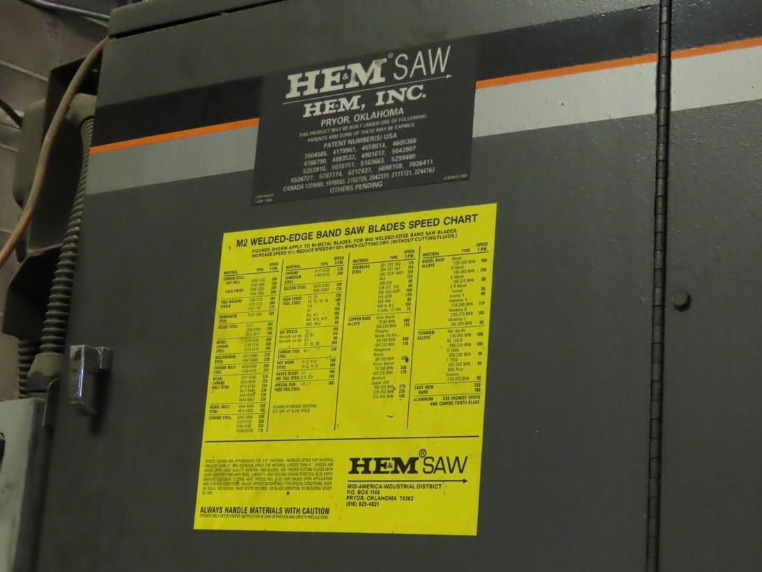 Hemsaw Model M2 CNC Welded-Edge Industrial Vertical Band Saw, Model V100HLM-3, SN 1040208, 5HP Elect
