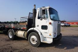 1987 White Expeditor Single Axle Cabover Flatbed Truck, VIN# 1WUDBHMDXHN114814, Cummins 6-Cylinder T