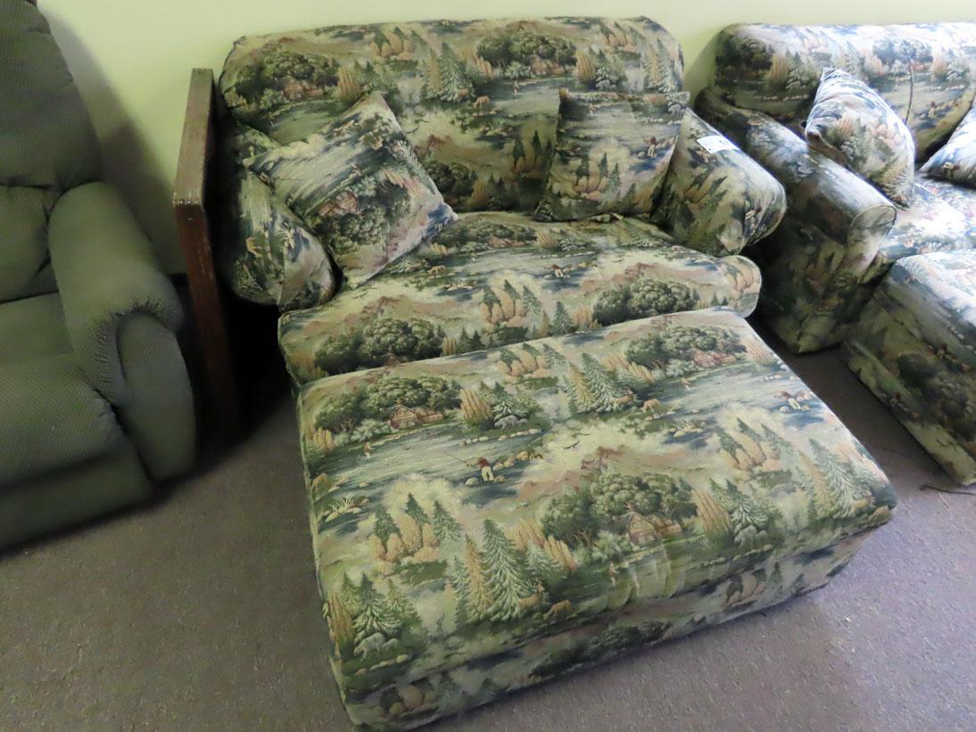 4-Piece Wildlife Scenery Loveseat & Oversized Occasional Chair with (2) Storage Ottomans.