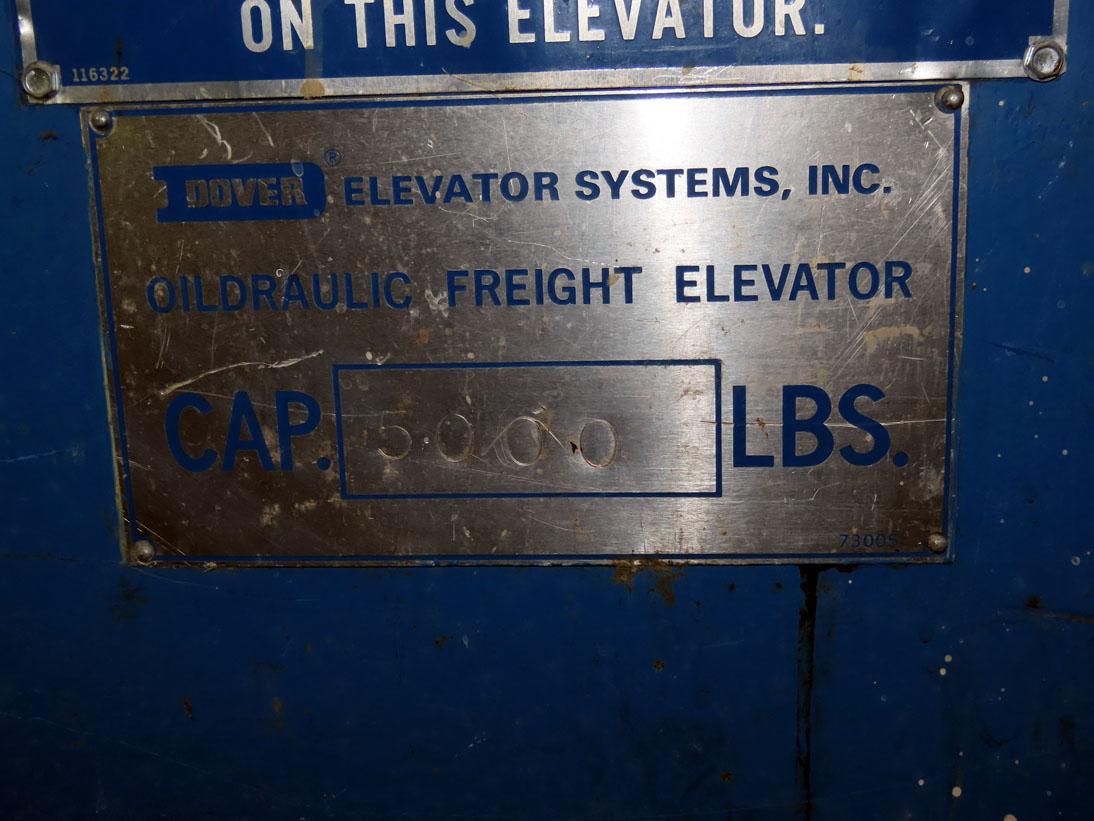 Dover Elevator Systems Inc Oildraulic Freight Elevator, 8' w x 12 1/2' Insi