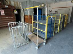 (4) Heavy Duty 4-Wheel Steel Carts, Hanging Wardrobe Cart.