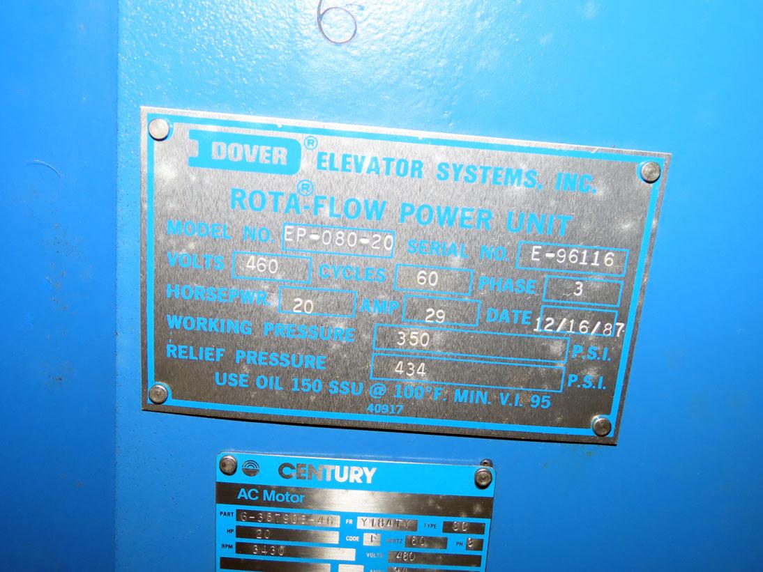 1988 Dober Elevator Systems Inc Model EP-080-20 Rota-Flow Power Unit & Elev