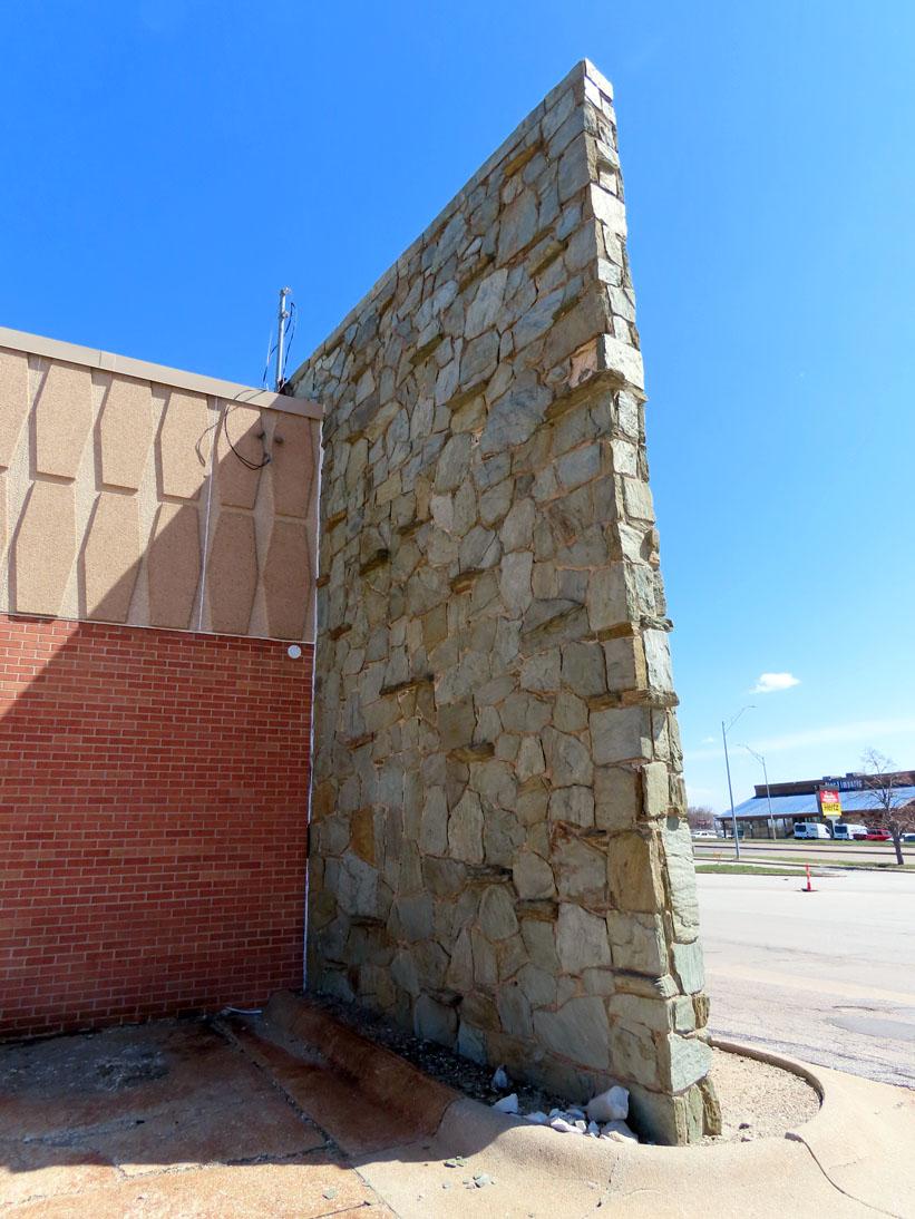 80' Long x 20' High x 13" Thick Natural Limestone Wall.