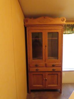 Antique 2-Door Wood Pie Cabinet.