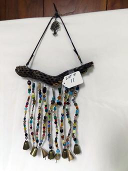 Hand Beaded Wind Chime w/Driftwood Hanger.