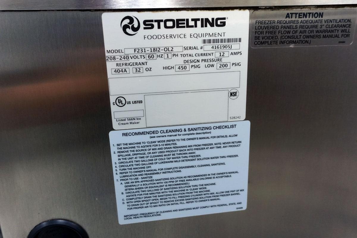 Stoeling Model F231-1812-0L2  Refrigerated Commercial Stainless Steel Frozen Yogurt Dispenser