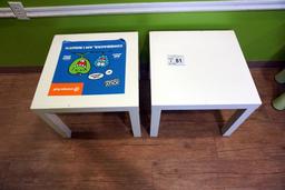 (2) White Plastic Square Kids Tables.