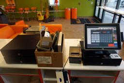 HP Point of Sale System with (2) Monitors, (3) Cash Drawers, (2) Scales, (1