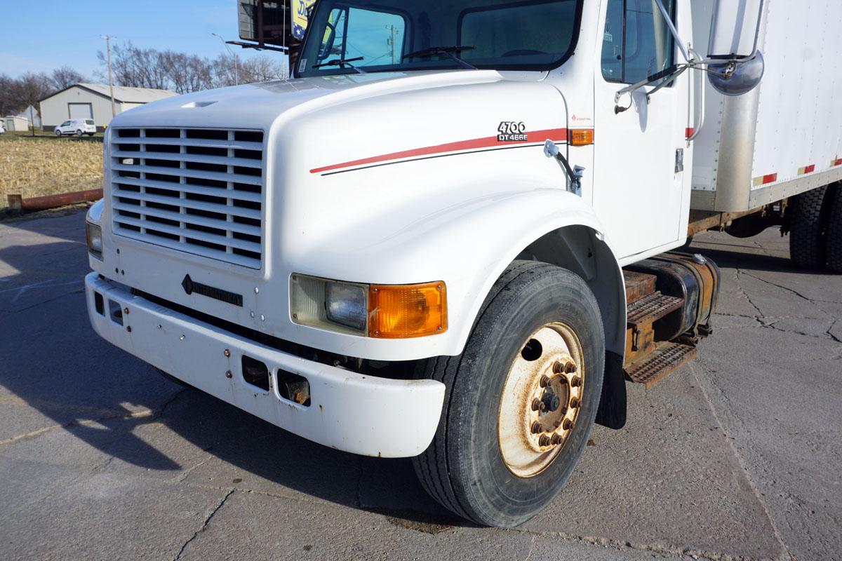 1999 IHC Model 4700 4x2 Single Axle Van Truck, VIN# 1HTSAAM4XH601207, DT 466E Turbo Diesel Engine, 6