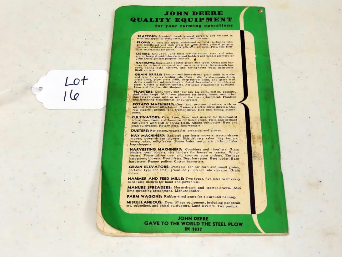 Operators Manual for a John Deere Model A Series Tractors