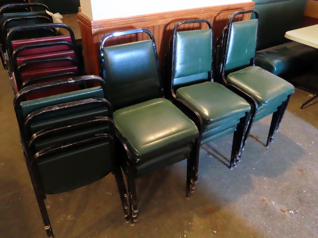 (39) Stacking Padded Chairs - (7) Maroon & (32) Green.