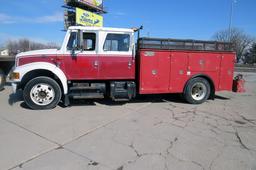 1999 IHC Crew Cab Model 4700 Service Truck, VIN#1HTSCABM5XH215524, 145,423 Miles, 7,387 Hours, T444E