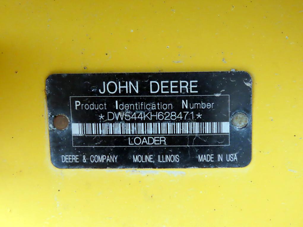 John Deere Model 544K "High Lift" Wheel Loader, SN# 628471, John Deere Diesel Engine, Hydrostat