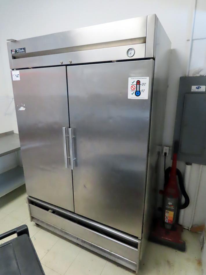 True Commercial Stainless Steel 2-Door Refrigerator, Model T-49, SN# 1-8519