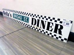 8' x 13 1/2" "Bella's Broad St Diner" Metal 1-Sided Sign.