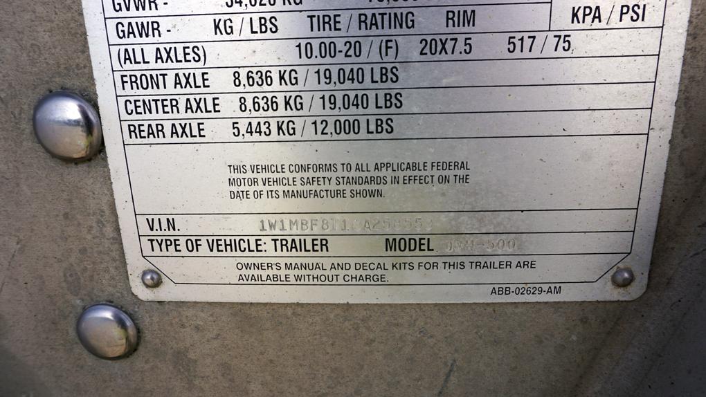 2011 Wilson DWH-500 Pace Setter Triple Axle Grain Trailer