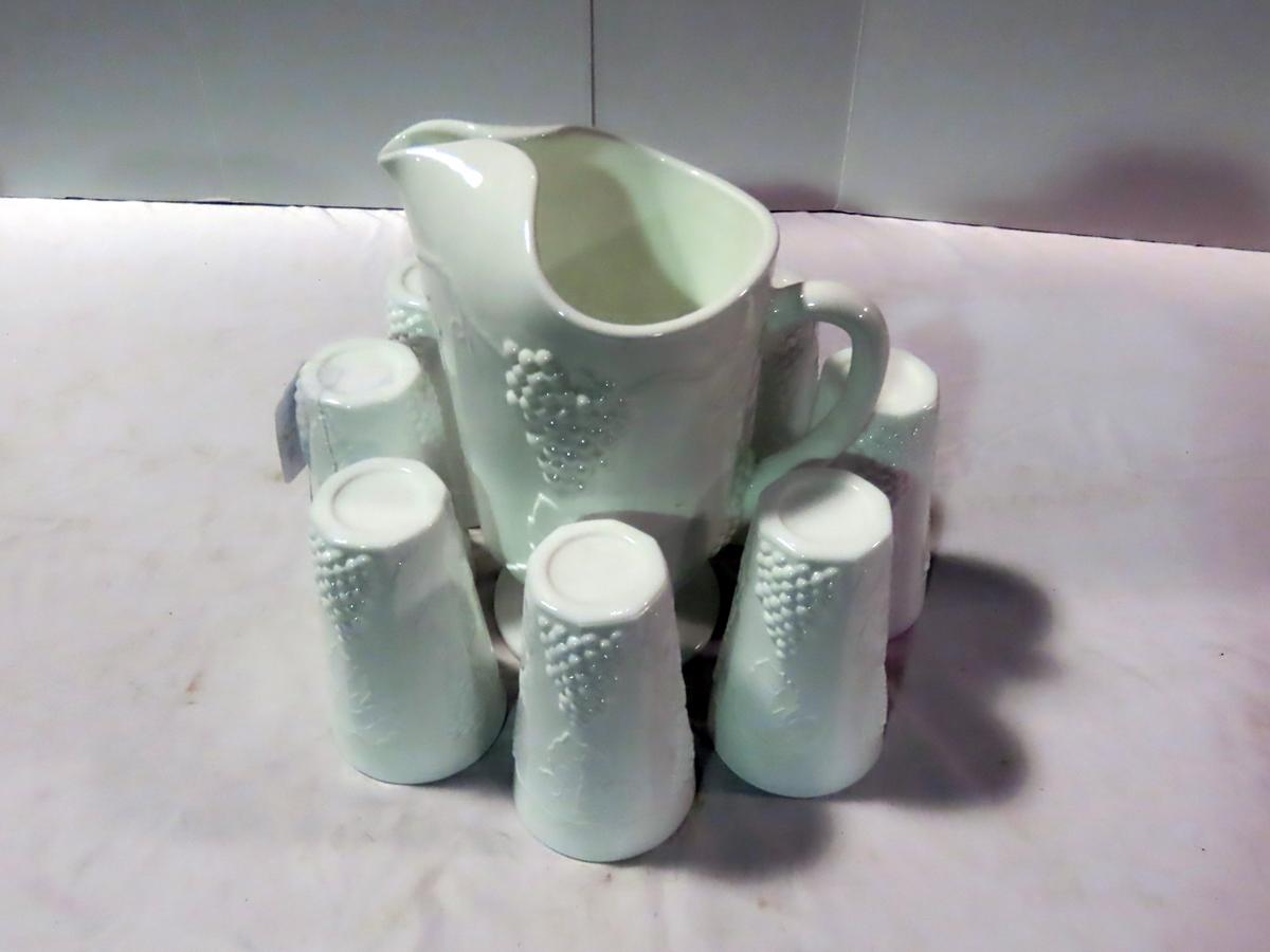 Milk Glass Pitcher Set