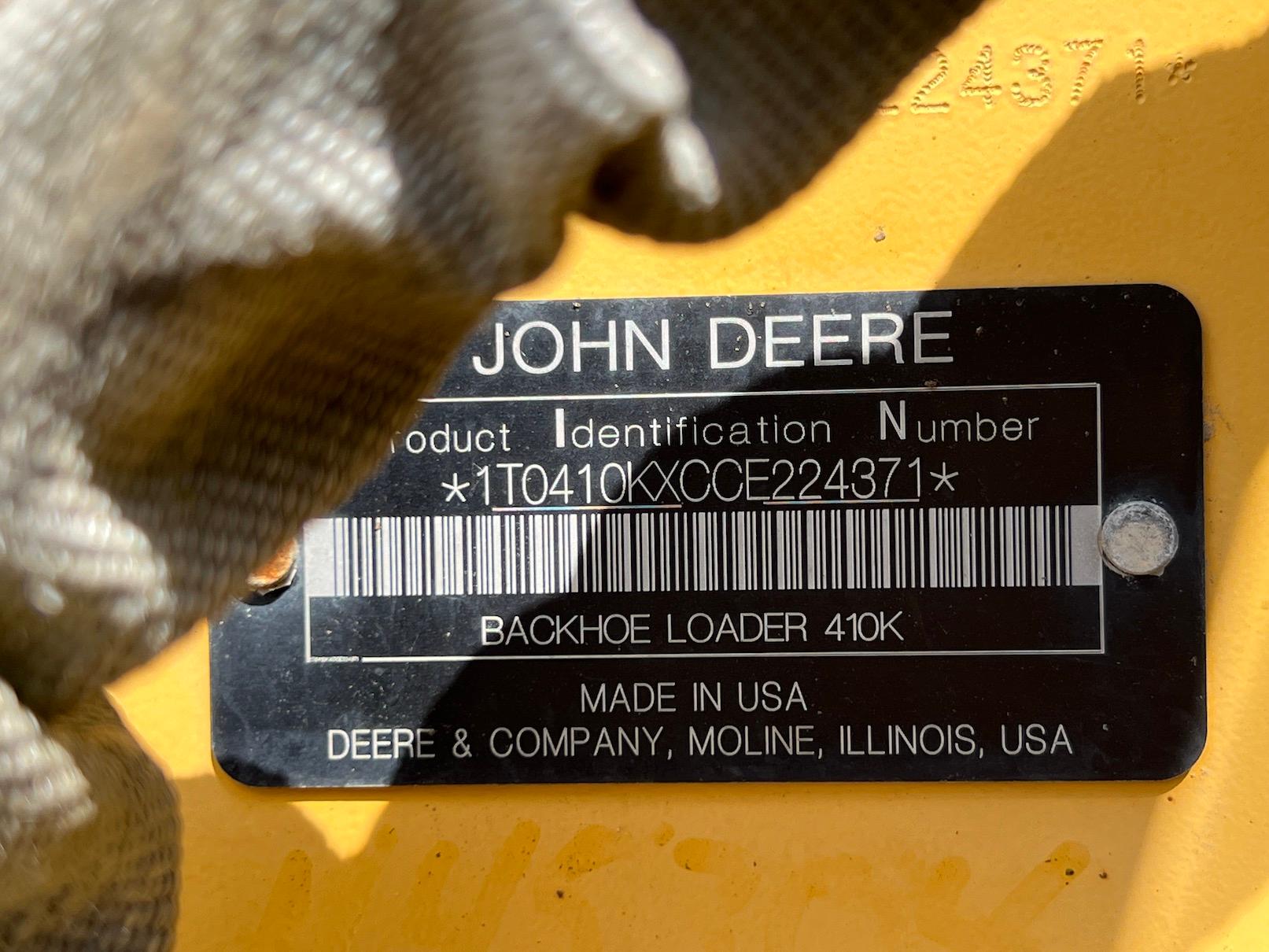 2012 John Deere 410K Tractor Loader Backhoe