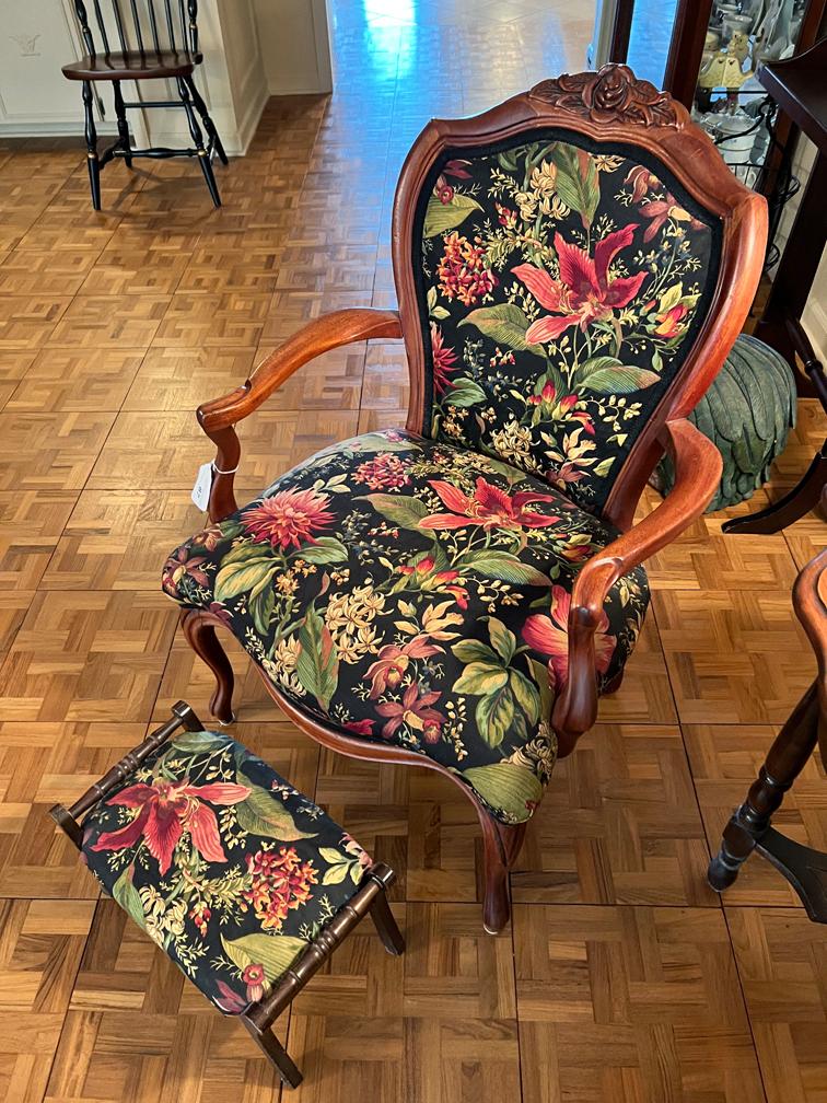 Antique Chippendale Style Chair & Stool