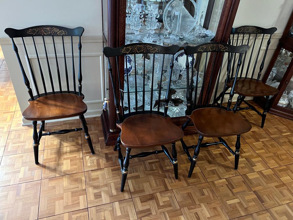 (4) Antique Hitchcock Solid Wood Chairs