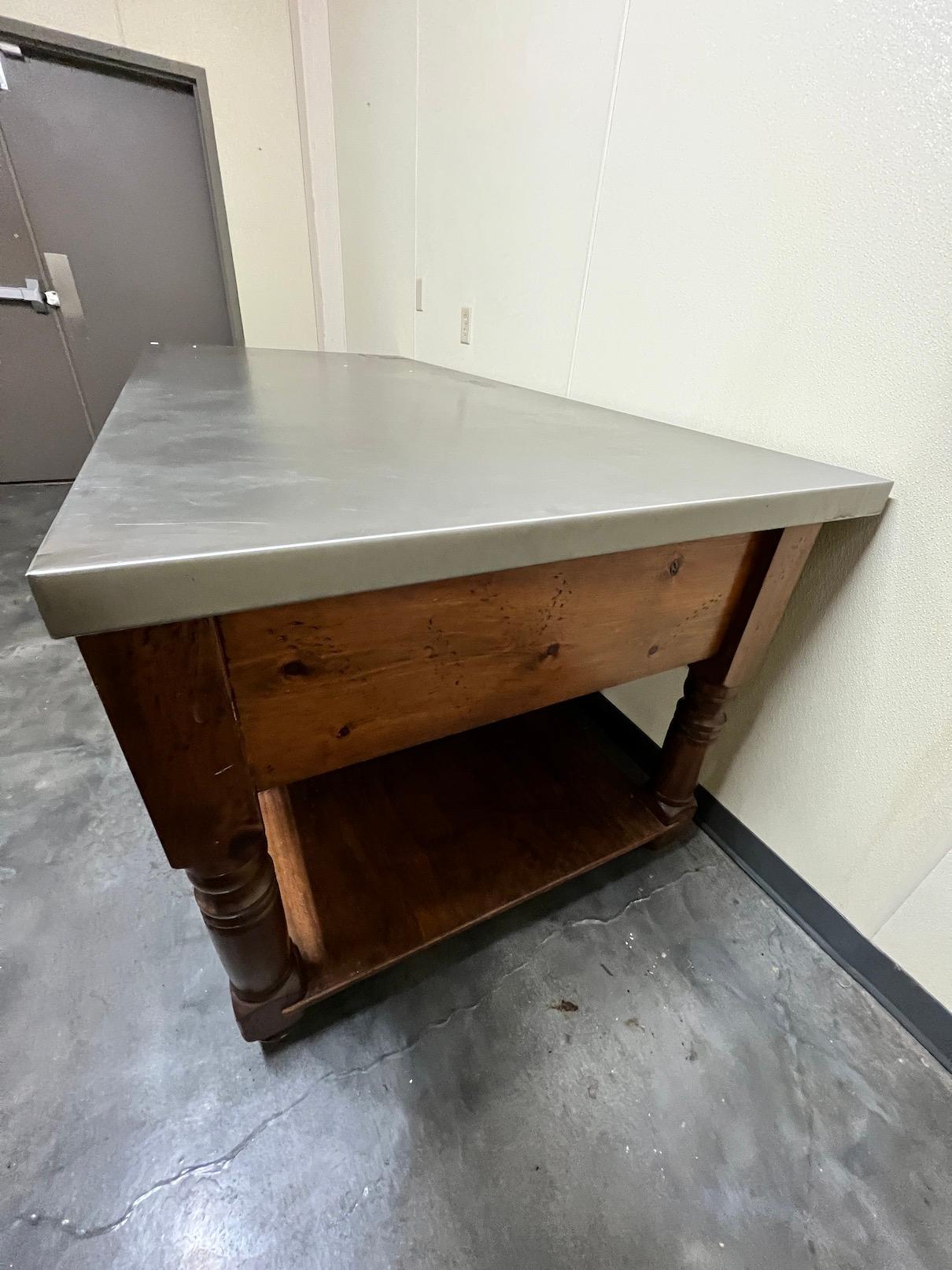 Wood Cabinet with Stainless Steel Top