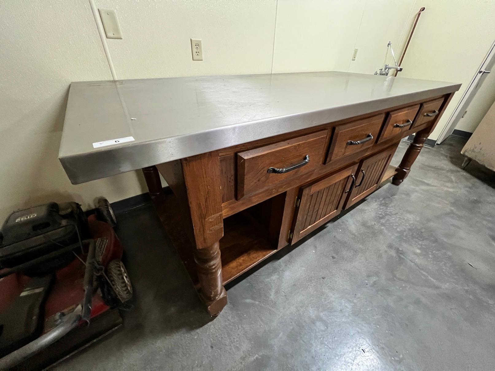 Wood Cabinet with Stainless Steel Top