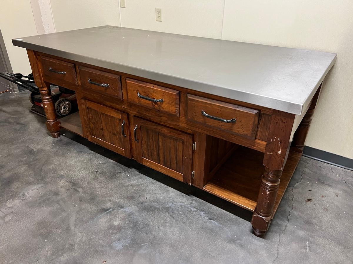 Wood Cabinet with Stainless Steel Top