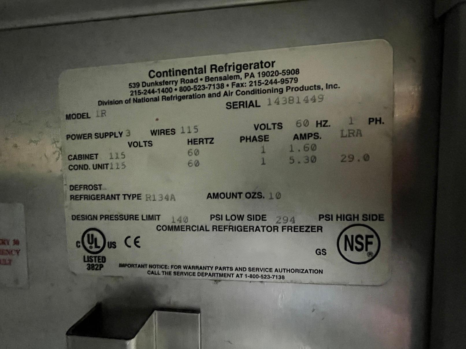 Continental 1R Stainless Steel Refrigerated Proofing Rack