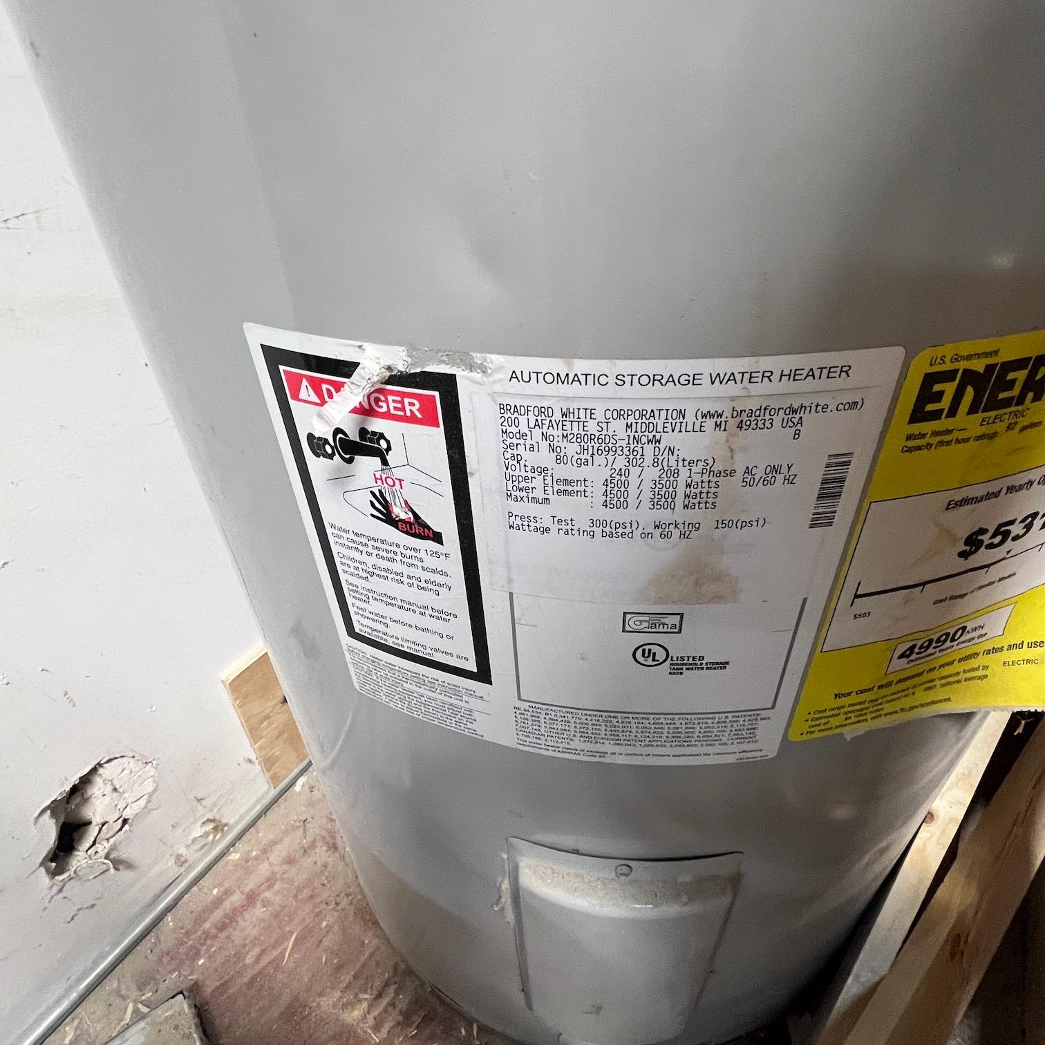 Bradford 80 Gallon Water Heater