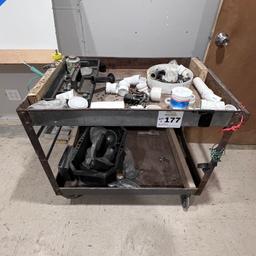 Metal Shop Cart with Contents