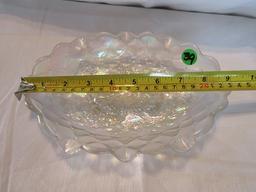 Imperial clear iridescent carnival glass relish dish