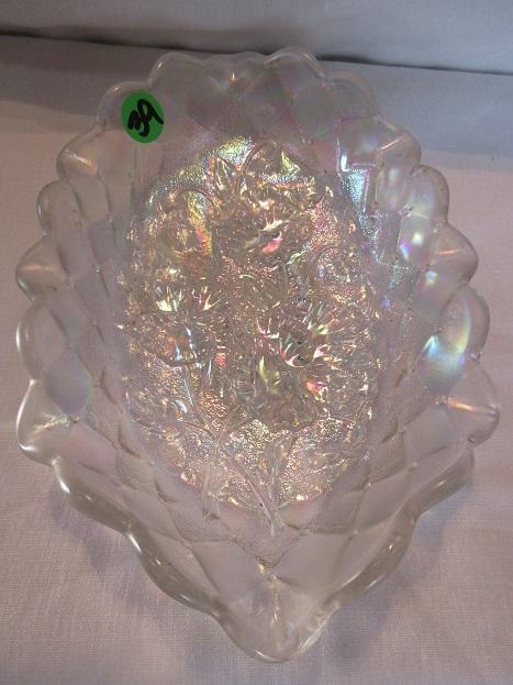 Imperial clear iridescent carnival glass relish dish