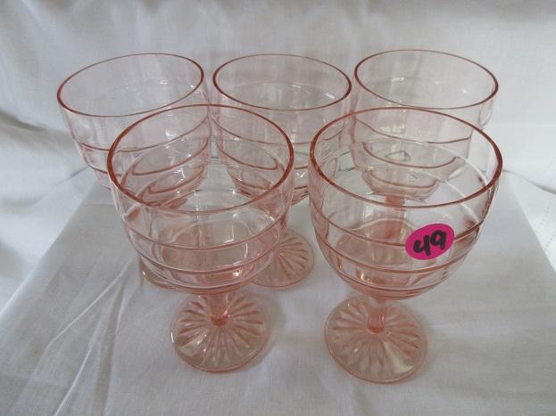 Pink Anchor Hocking water goblet