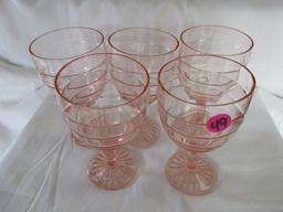 Pink Anchor Hocking water goblet