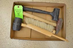 Lot: (3) Hammers & Bench Brush