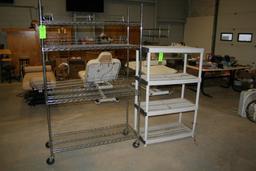 Lot: Wire Rack & Poly Shelf Unit