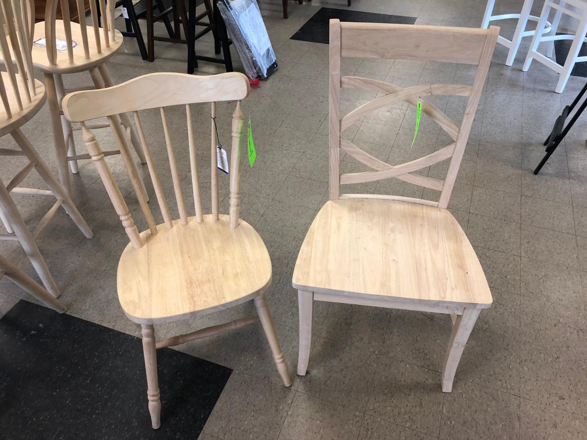 (2) Unfinished Hardwood Dining Chairs